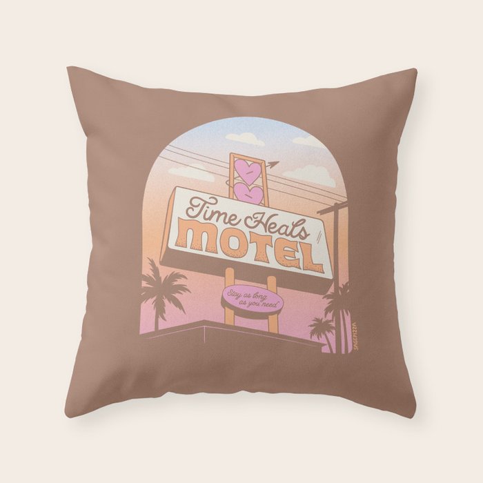 TIME HEALS - Mocha Mousse - Inspired by PANTONE 17 1230 Mocha Mousse Throw Pillow Gallery Image 6