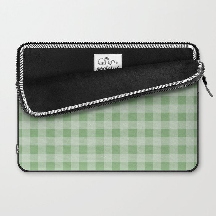 Dark Sea Green Summer Cabana Beach Picnic Gingham Check Laptop Sleeve Gallery Image 2