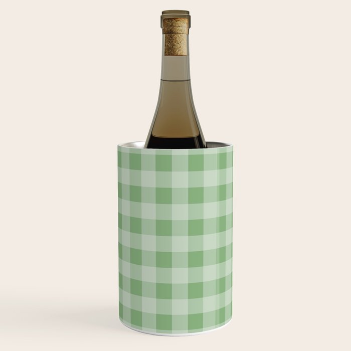 Dark Sea Green Summer Cabana Beach Picnic Gingham Check Wine Chiller Gallery Image 3