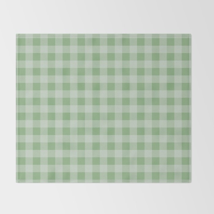 Dark Sea Green Summer Cabana Beach Picnic Gingham Check Throw Blanket Gallery Image 2