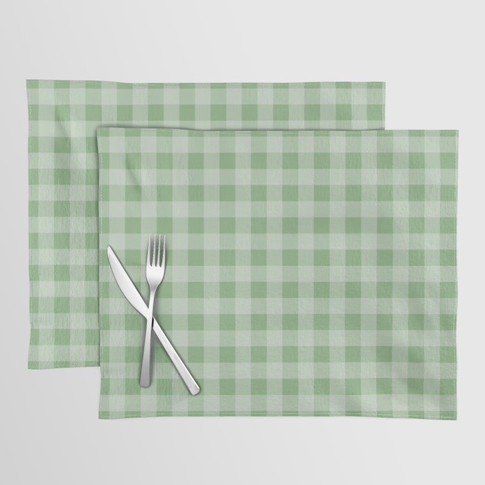 Dark Sea Green Summer Cabana Beach Picnic Gingham Check Placemat Gallery Image 1