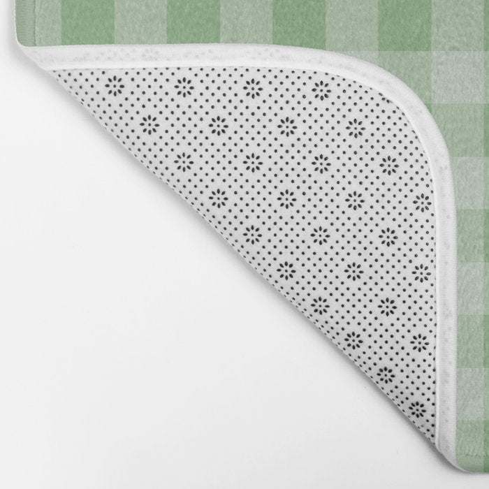 Dark Sea Green Summer Cabana Beach Picnic Gingham Check Bath Mat Gallery Image 2