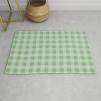 Dark Sea Green Summer Cabana Beach Picnic Gingham Check Rug Gallery Image 1