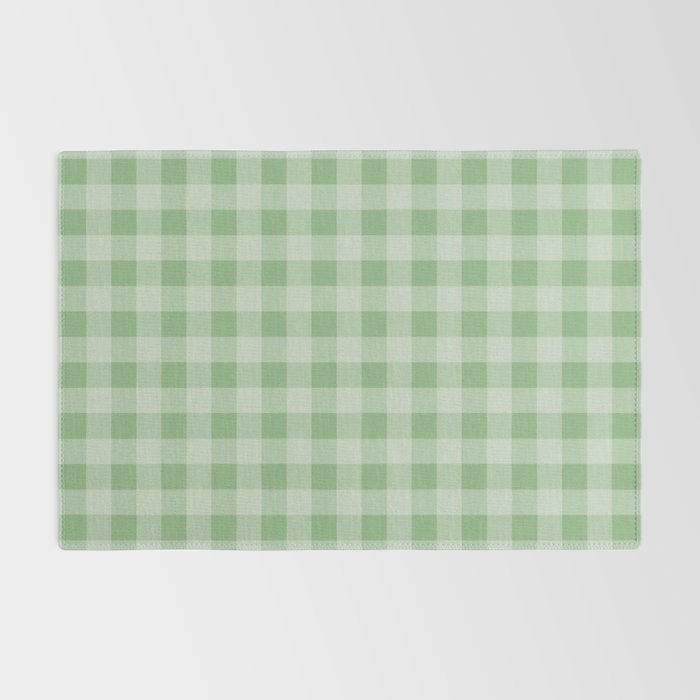 Dark Sea Green Summer Cabana Beach Picnic Gingham Check Rug Gallery Image 2