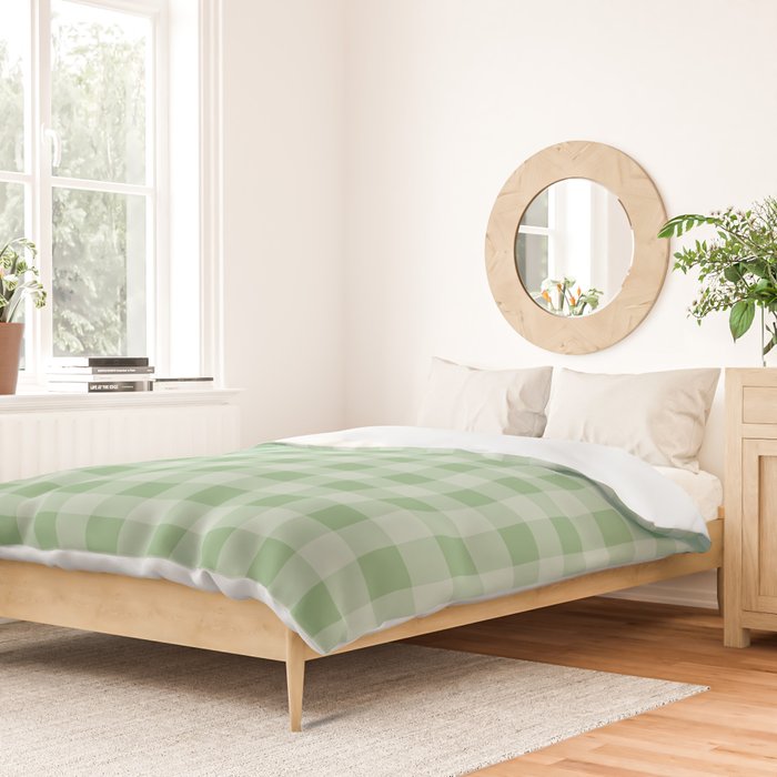 Dark Sea Green Summer Cabana Beach Picnic Gingham Check Duvet Cover Gallery Image 2