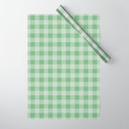 Dark Sea Green Summer Cabana Beach Picnic Gingham Check Wrapping Paper Gallery Image 1