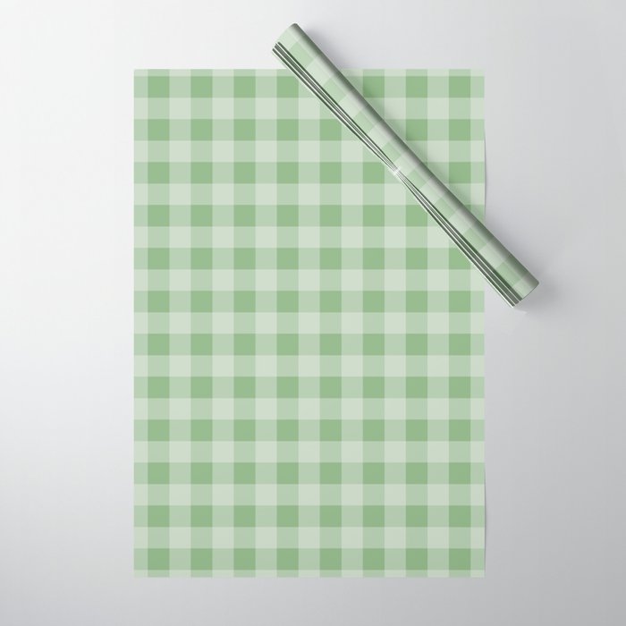 Dark Sea Green Summer Cabana Beach Picnic Gingham Check Wrapping Paper Gallery Image 1