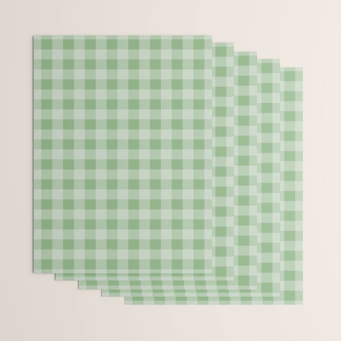Dark Sea Green Summer Cabana Beach Picnic Gingham Check Wrapping Paper Gallery Image 3