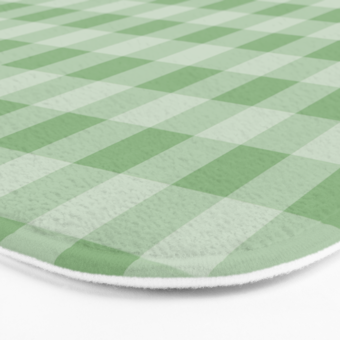 Dark Sea Green Summer Cabana Beach Picnic Gingham Check Bath Mat Gallery Image 3