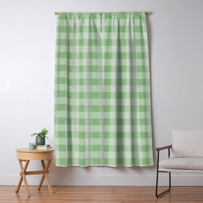 Dark Sea Green Summer Cabana Beach Picnic Gingham Check Window Curtain Gallery Image 5