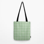 Dark Sea Green Summer Cabana Beach Picnic Gingham Check Tote Bag Gallery Image 2