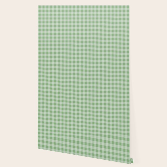 Dark Sea Green Summer Cabana Beach Picnic Gingham Check Wallpaper Gallery Image 2