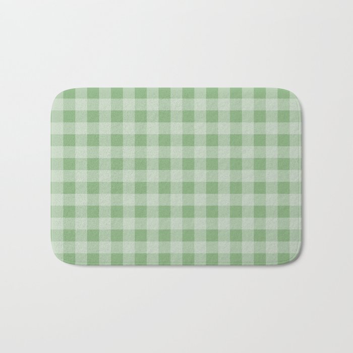 Dark Sea Green Summer Cabana Beach Picnic Gingham Check Bath Mat Gallery Image 1