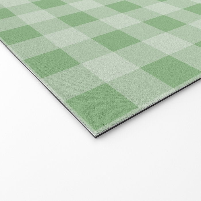 Dark Sea Green Summer Cabana Beach Picnic Gingham Check Welcome Mat Gallery Image 2