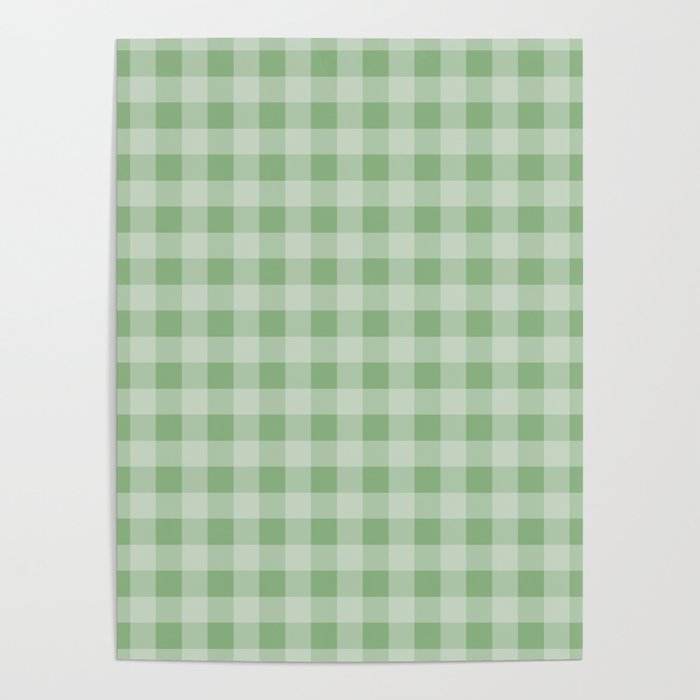 Dark Sea Green Summer Cabana Beach Picnic Gingham Check Poster Gallery Image 4