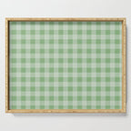 Dark Sea Green Summer Cabana Beach Picnic Gingham Check Serving Tray Gallery Image 1