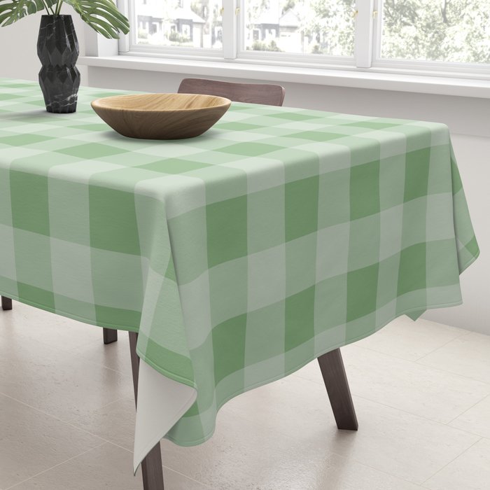 Dark Sea Green Summer Cabana Beach Picnic Gingham Check Tablecloth Gallery Image 3