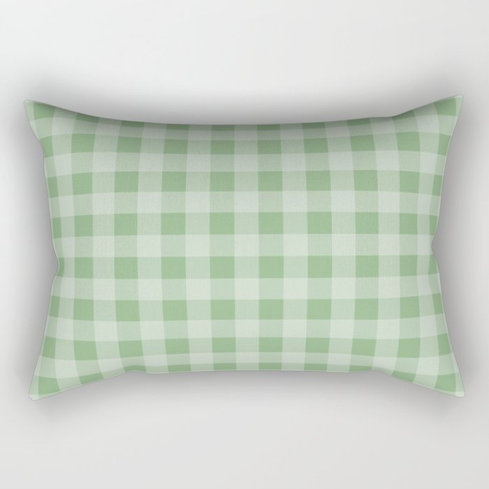 Dark Sea Green Summer Cabana Beach Picnic Gingham Check Rectangular Pillow Gallery Image 1