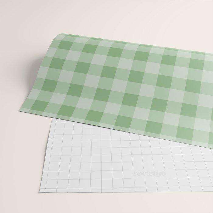 Dark Sea Green Summer Cabana Beach Picnic Gingham Check Wrapping Paper Gallery Image 2