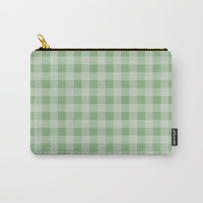 Dark Sea Green Summer Cabana Beach Picnic Gingham Check Carry All Pouch Gallery Image 1