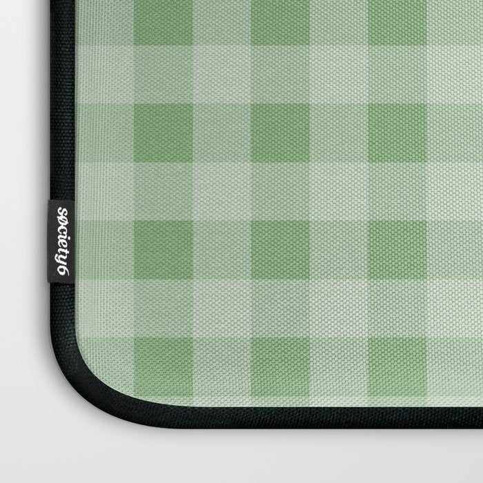 Dark Sea Green Summer Cabana Beach Picnic Gingham Check Laptop Sleeve Gallery Image 3