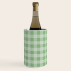 Dark Sea Green Summer Cabana Beach Picnic Gingham Check Wine Chiller Gallery Image 1