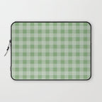 Dark Sea Green Summer Cabana Beach Picnic Gingham Check Laptop Sleeve Gallery Image 1