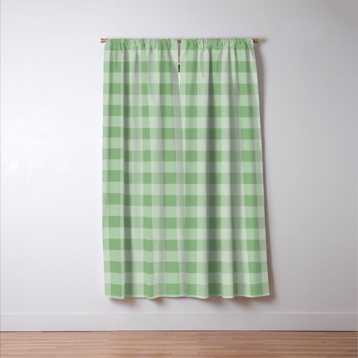 Dark Sea Green Summer Cabana Beach Picnic Gingham Check Window Curtain Gallery Image 3