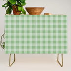 Dark Sea Green Summer Cabana Beach Picnic Gingham Check Credenza Gallery Image 1
