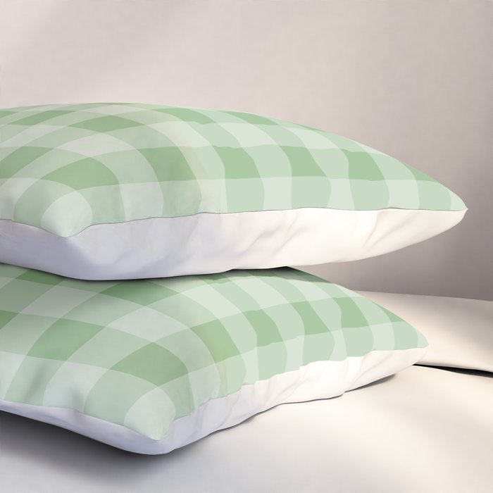 Dark Sea Green Summer Cabana Beach Picnic Gingham Check Pillow Sham Gallery Image 3