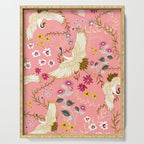 Chinoiserie cranes on pink, birds, flowers,  Serving Tray Gallery Image 1