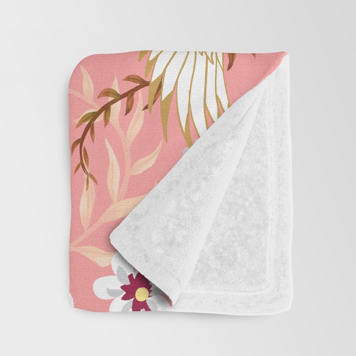 Chinoiserie cranes on pink, birds, flowers,  Throw Blanket Gallery Image 3