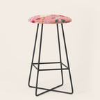 Chinoiserie cranes on pink, birds, flowers,  Stool Gallery Image 1