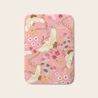 Chinoiserie cranes on pink, birds, flowers,  Bath Mat Gallery Image 1