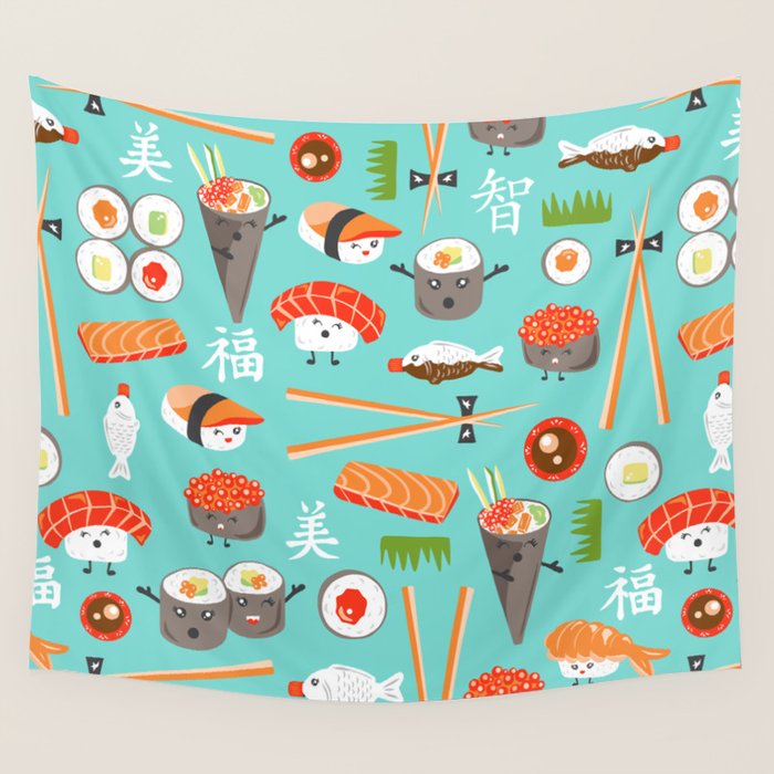 Happy Sushi Wall Tapestry Gallery Image 4