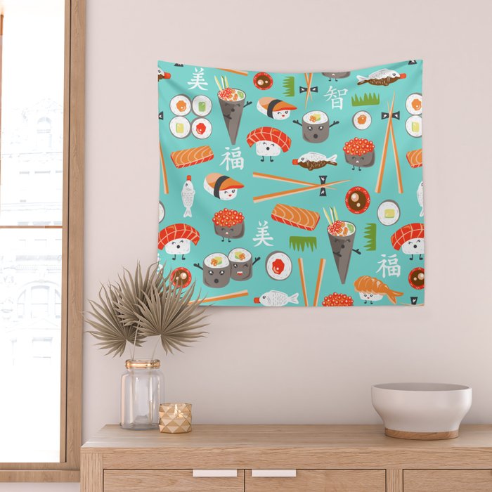 Happy Sushi Wall Tapestry Gallery Image 2