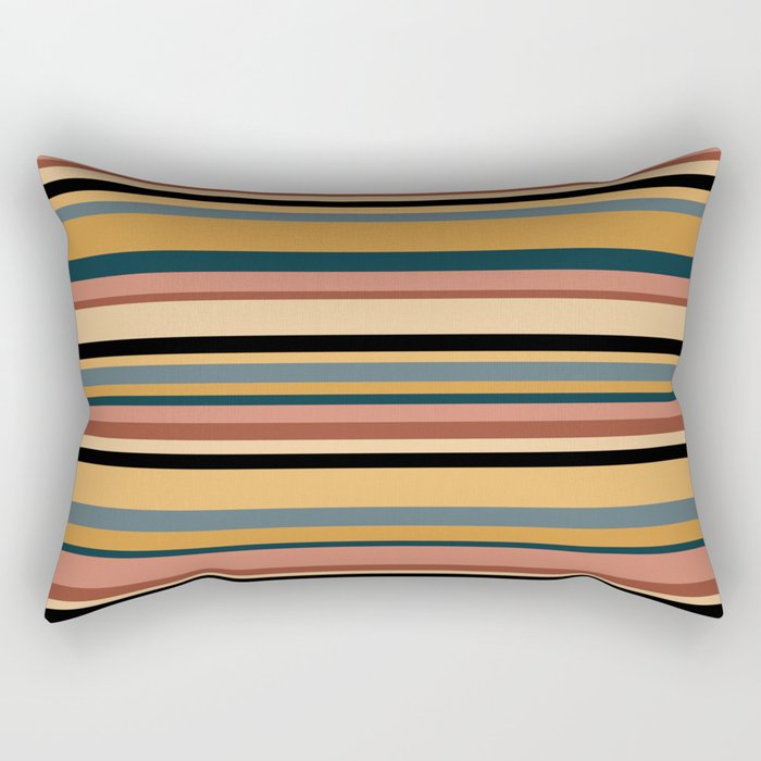 Classic Stripes X - Vintage Neutral Rectangular Pillow Gallery Image 2