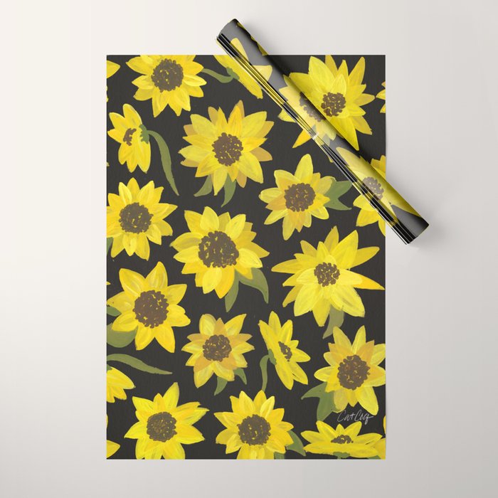 Sunflowers Acrylic on Charcoal Wrapping Paper Gallery Image 1