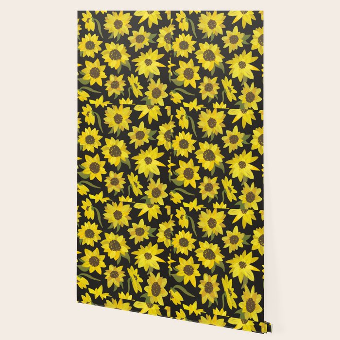 Sunflowers Acrylic on Charcoal Wallpaper Gallery Image 2