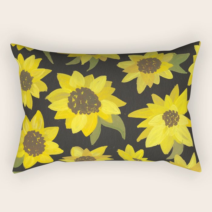 Sunflowers Acrylic on Charcoal Rectangular Pillow Gallery Image 1