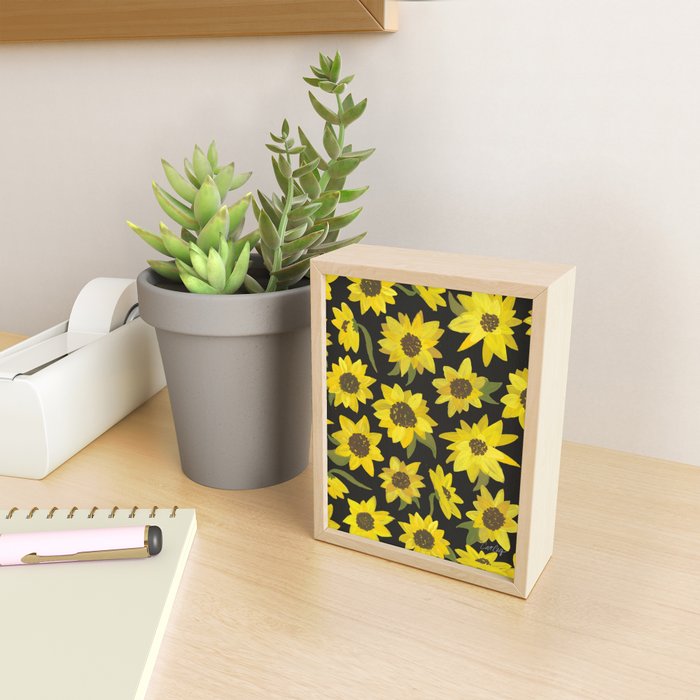 Sunflowers Acrylic on Charcoal Mini Art Print Gallery Image 2