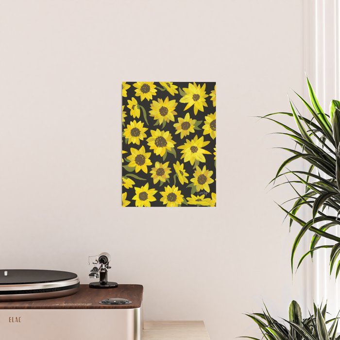 Sunflowers Acrylic on Charcoal Poster Gallery Image 2