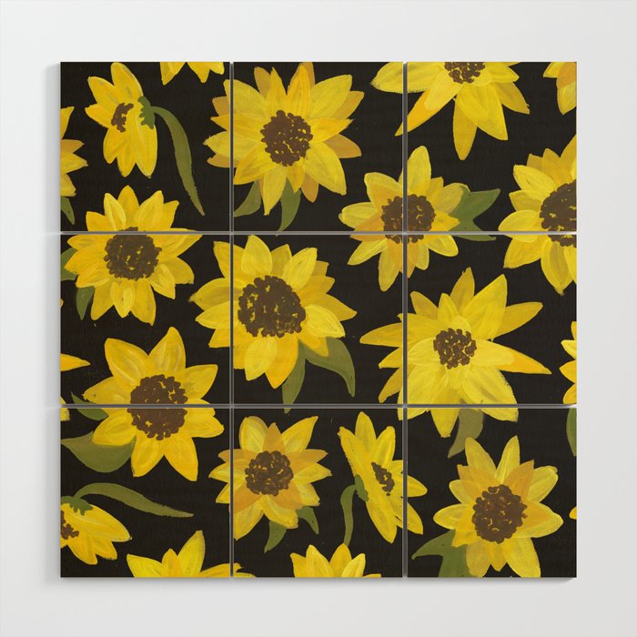 Sunflowers Acrylic on Charcoal Wood Wall Art Gallery Image 1