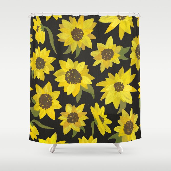 Sunflowers Acrylic on Charcoal Shower Curtain Gallery Image 1