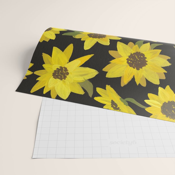 Sunflowers Acrylic on Charcoal Wrapping Paper Gallery Image 2