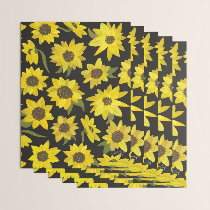 Sunflowers Acrylic on Charcoal Wrapping Paper Gallery Image 3