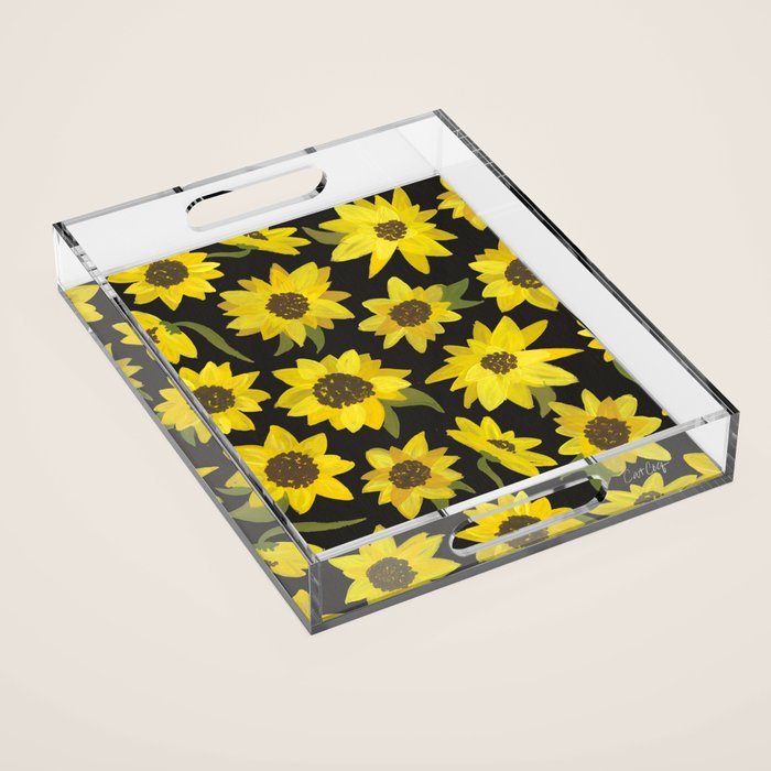 Sunflowers Acrylic on Charcoal Acrylic Tray Gallery Image 1