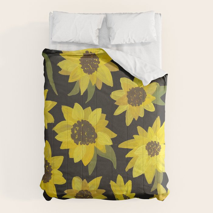 Sunflowers Acrylic on Charcoal Comforter Gallery Image 1
