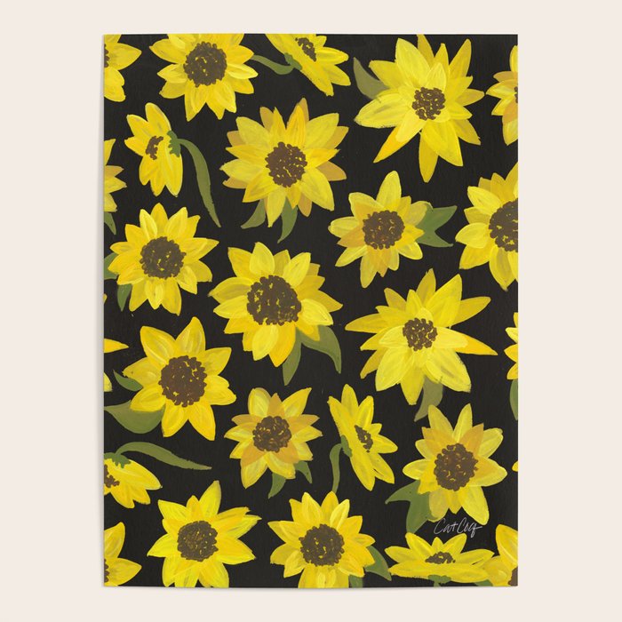 Sunflowers Acrylic on Charcoal Poster Gallery Image 4