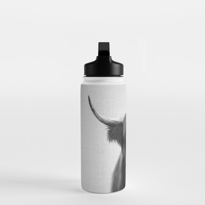 Highland Cow - Black & White Water Bottle Gallery Image 3